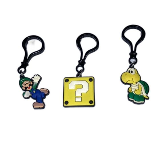 MARIO BROS Backpack Lunchbox Purse Charm Luigi Koopa Troopa Question Mark Trio - Picture 1 of 11